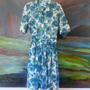 Vintage Dixie Deb Floral 1960's Day Dress with Belt Size 14